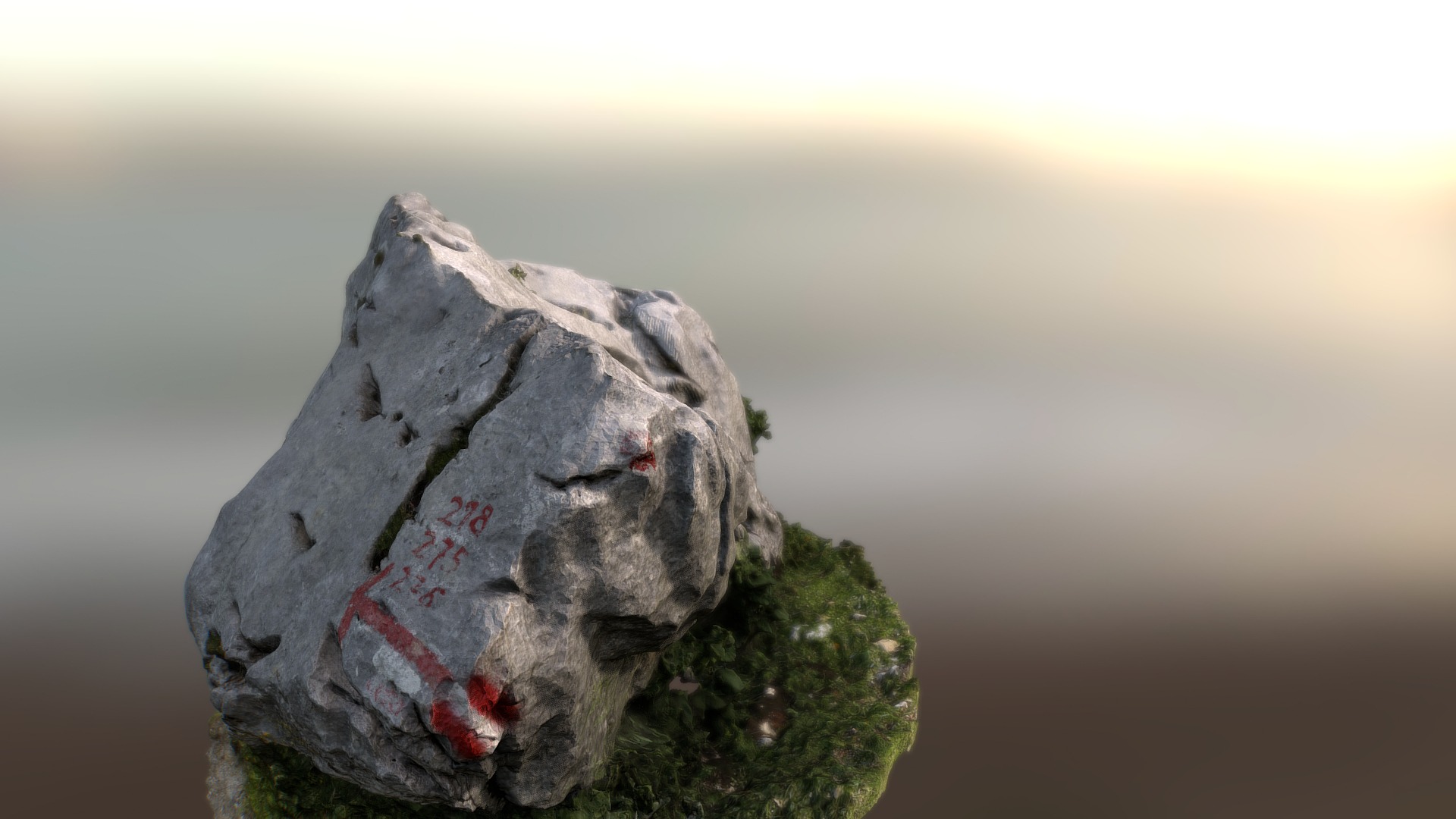3D model Stone from Alps - This is a 3D model of the Stone from Alps. The 3D model is about a rock with writing on it.