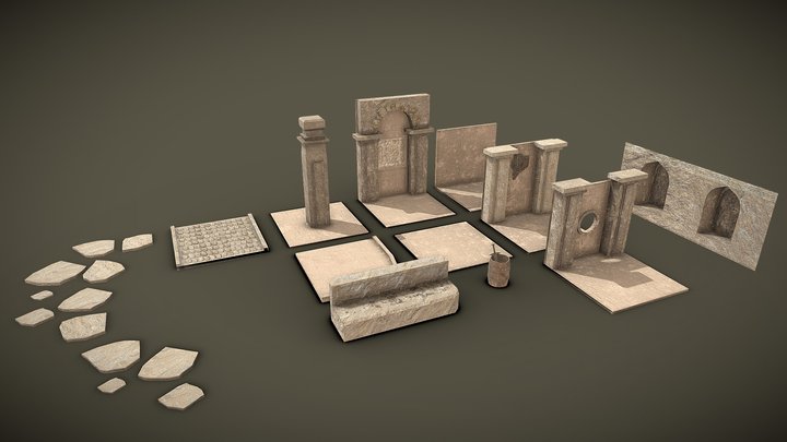 Modular Asset Pack (carved stones) 3D Model