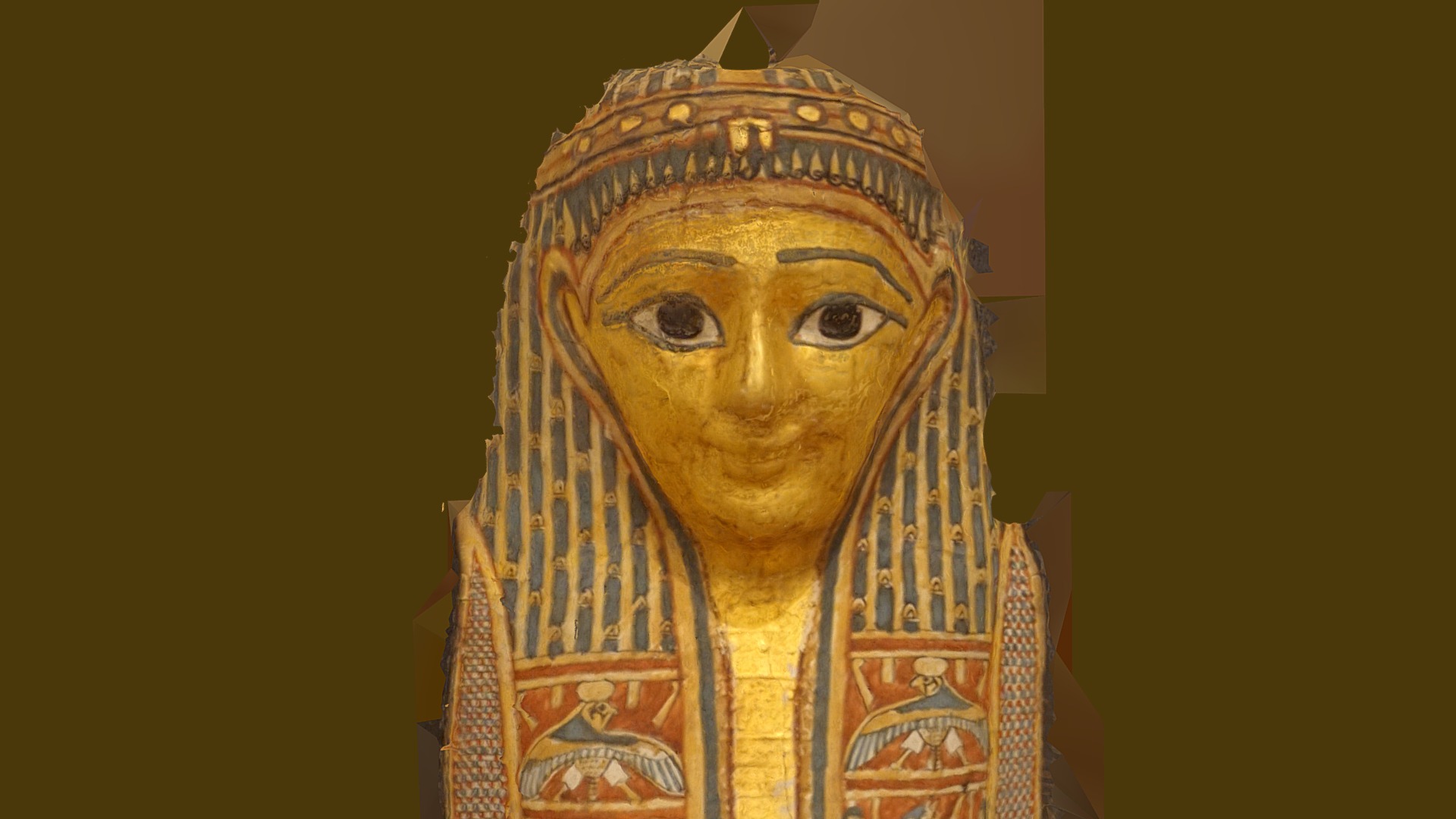 3D model Egyptian  Mummy Mask - This is a 3D model of the Egyptian  Mummy Mask. The 3D model is about a close-up of a statue.