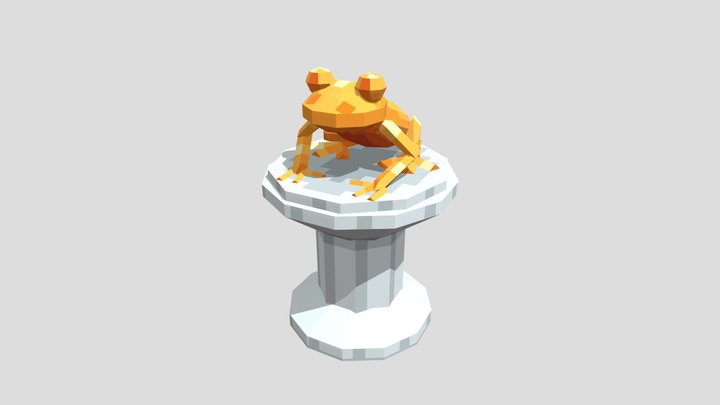 Low-poly Frog Statue