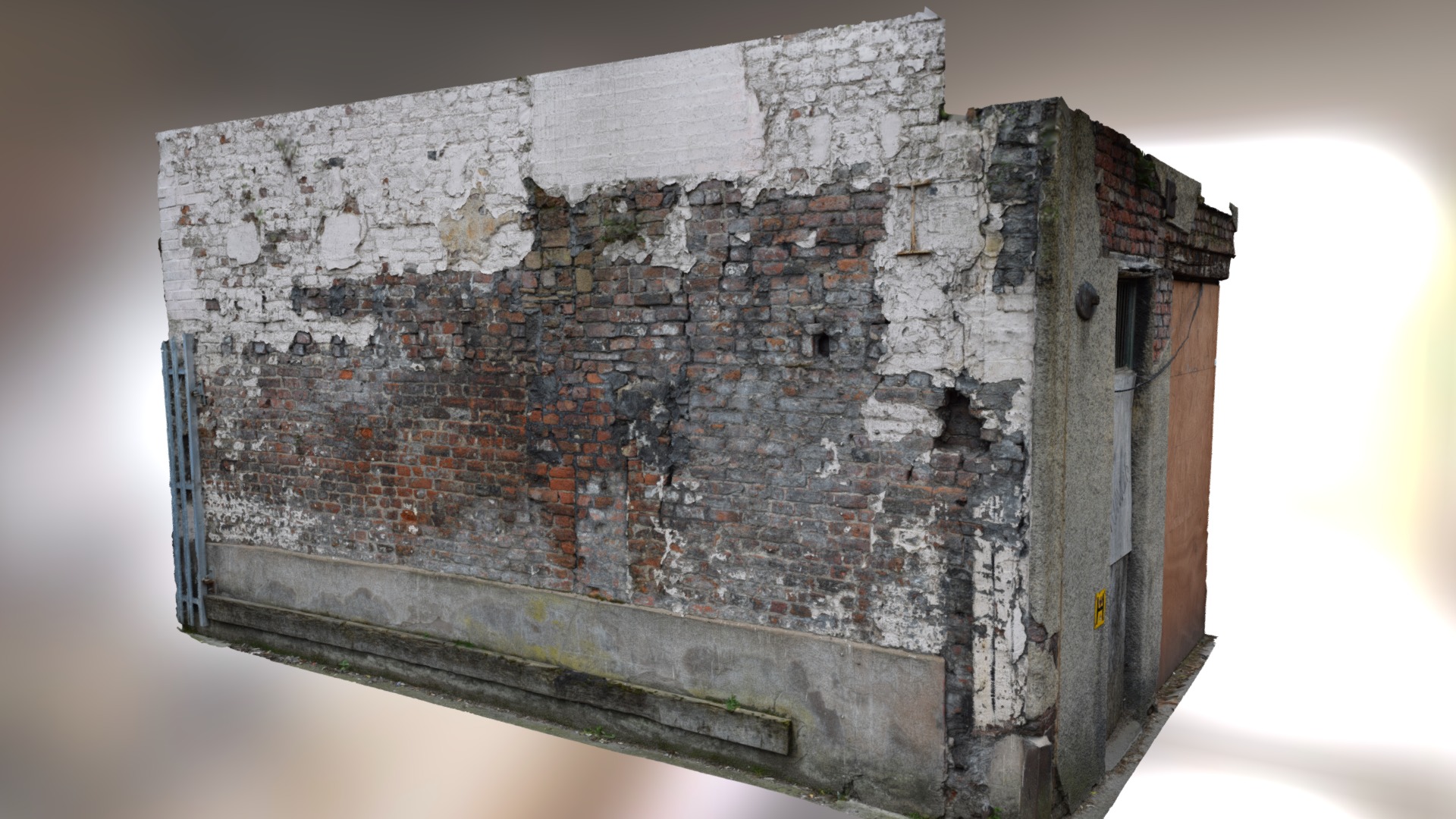 3D model Derelict Wall Scan - This is a 3D model of the Derelict Wall Scan. The 3D model is about a stone wall with a hole in it.