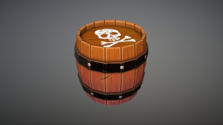 Stylized Pirate Barrel 3D Model