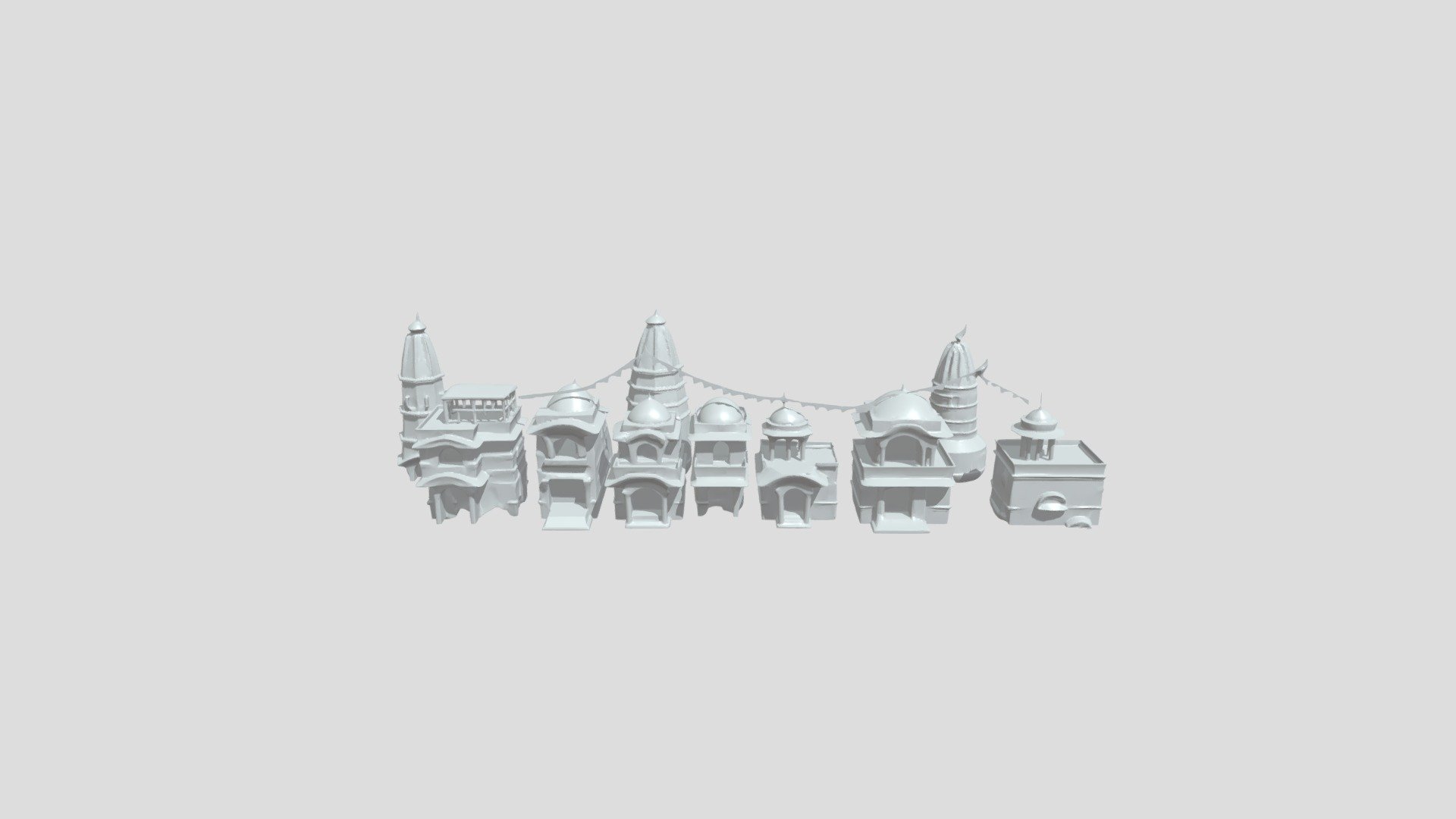 Traditional-style buildings row - 3D model by akparup [9a3b003] - Sketchfab