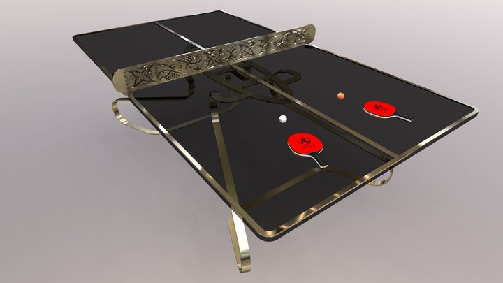 Table Tennis Table and Kit 3D Model