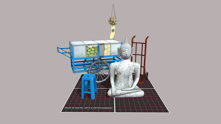5 low poly props - Bangkok inspired 3D Model