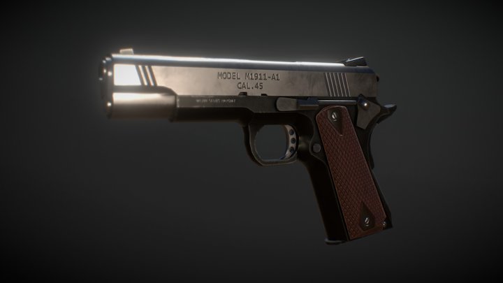 M1911-A1 semi-automatic Pistol 3D Model