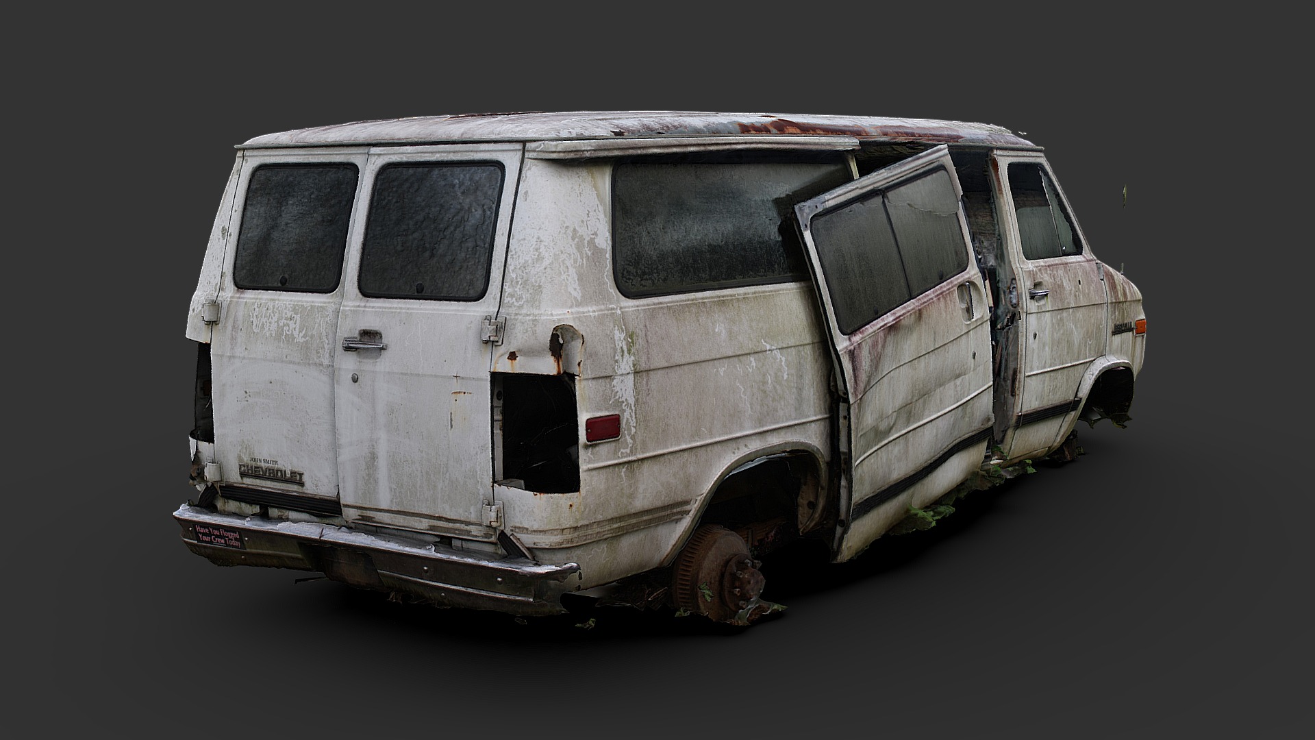 3D model Junk Van 01 (Raw Scan) - This is a 3D model of the Junk Van 01 (Raw Scan). The 3D model is about a silver van with a black top.