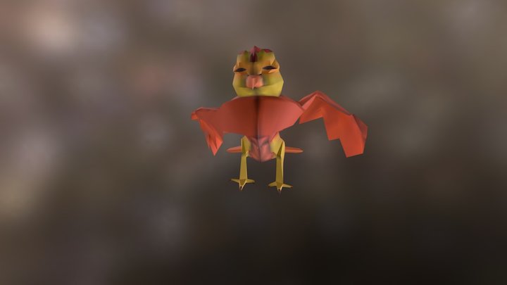 Red Crest Bird 3D Model