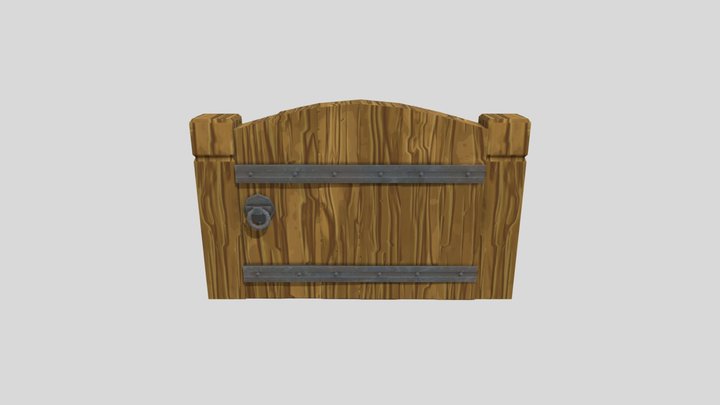 Low poly fence door 3D Model