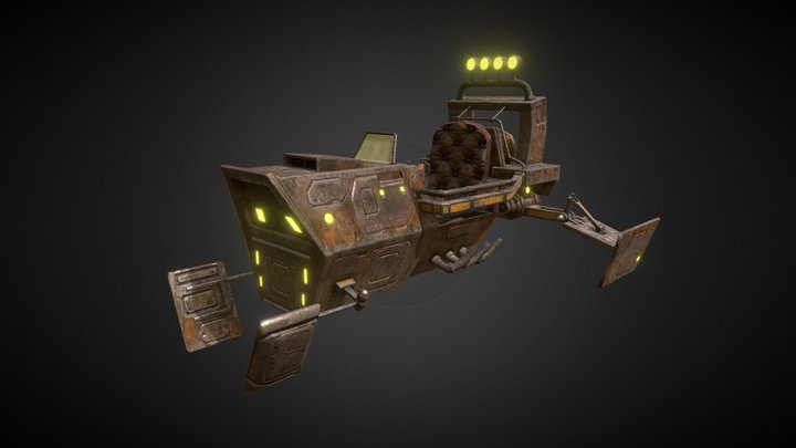 Sci-Fi Rusty Desert Speeder 3D Model