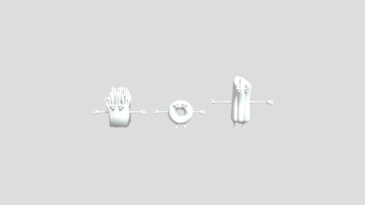 [Free] Pack of 3 Toon Enemies -Food Snacks 3D Model