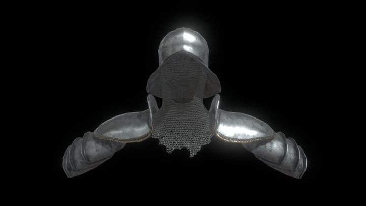 helmet with coif and shoulder pads – Gratis 3D-model STL