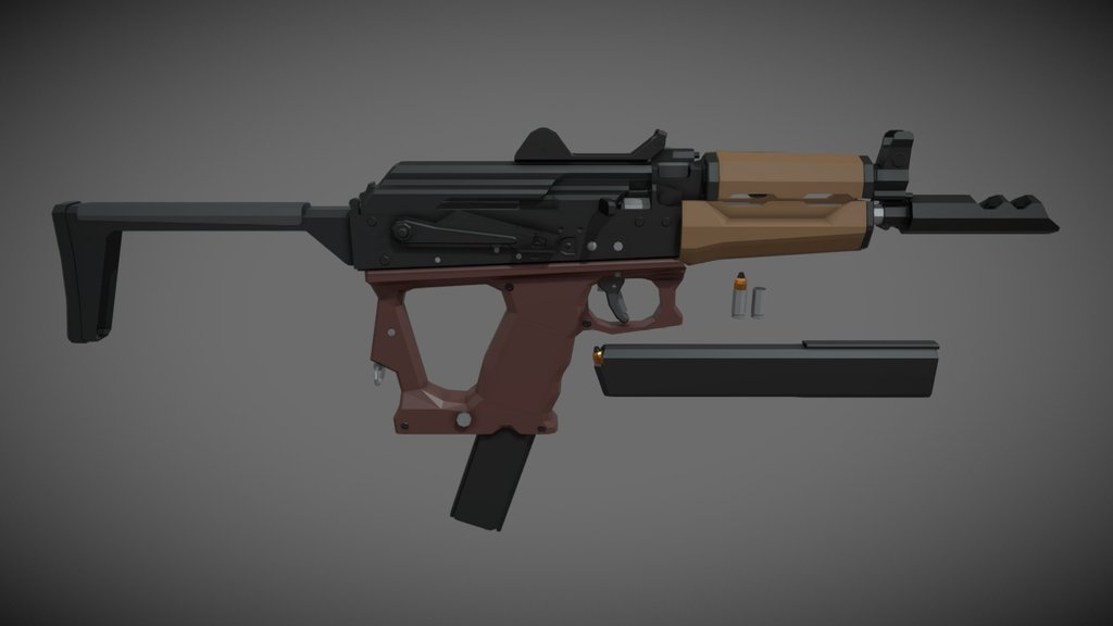 low-poly Gepard SMG