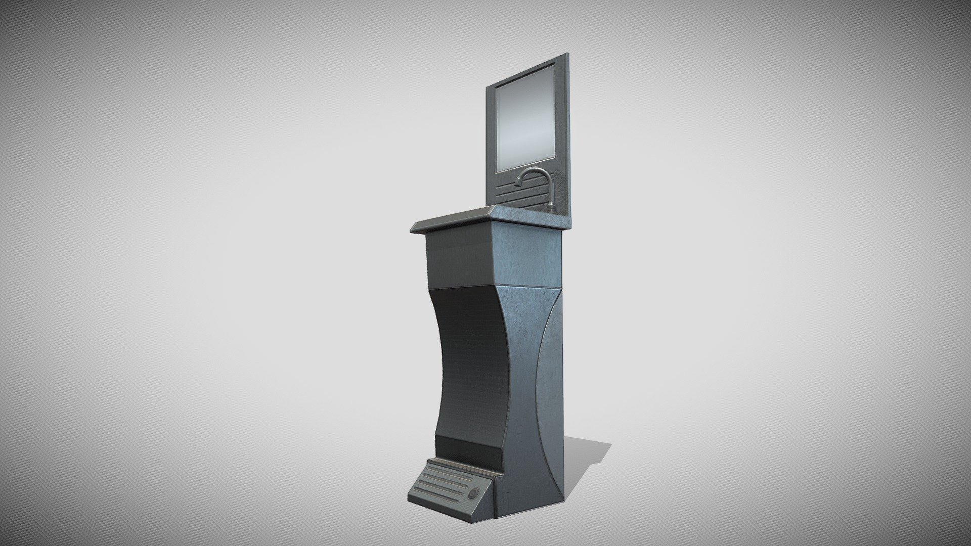 Public Metal Sink - 22 - Sci-Fi with Mirror — Sketchfab embed 3D viewer