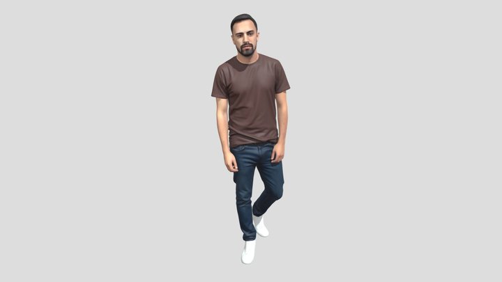 Casual Portrait Of A Man In Brown T- Shirt – Kostenloses 3D-Modell STL