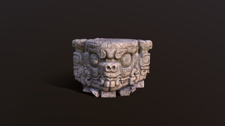 Mayan Zoomorphic Altar of Copan (CPN 8) 3D Model