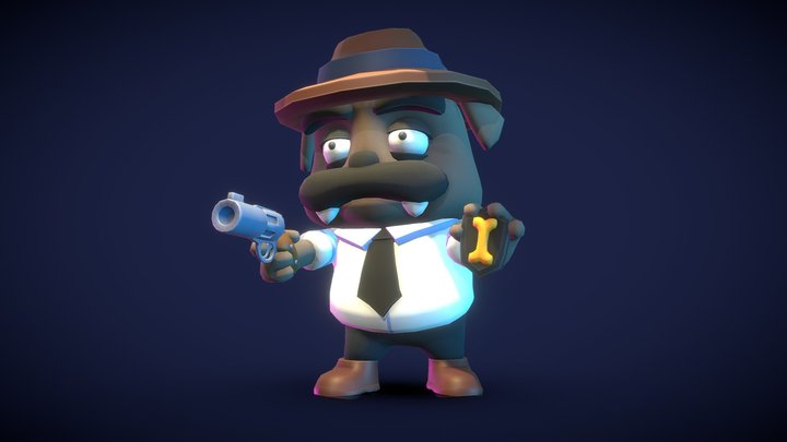 Pug Detective 3D Model