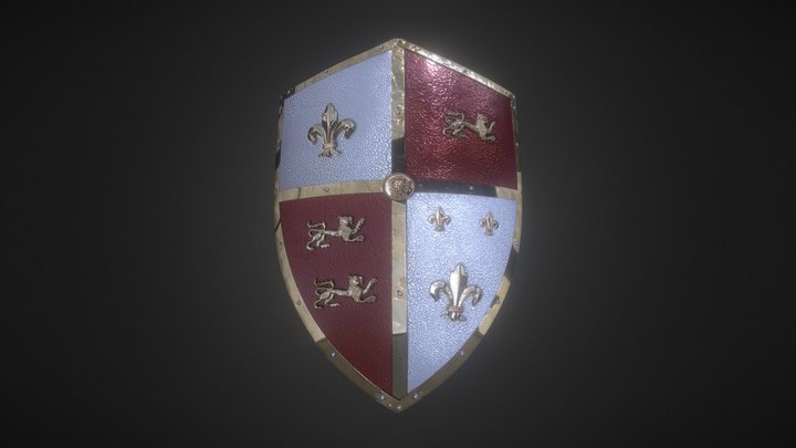Medieval Royal Crusader Knight Armor Shield 3D Model
