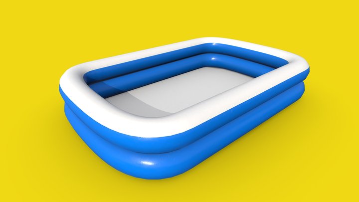 Blue Swimming Inflatable Pool Low-poly 3D Model