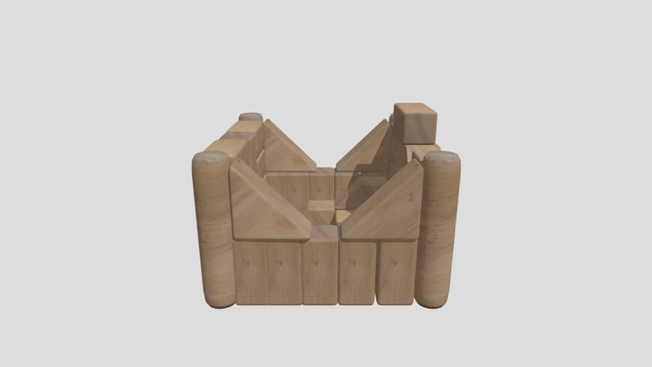 Wood Block Castle 3D Model
