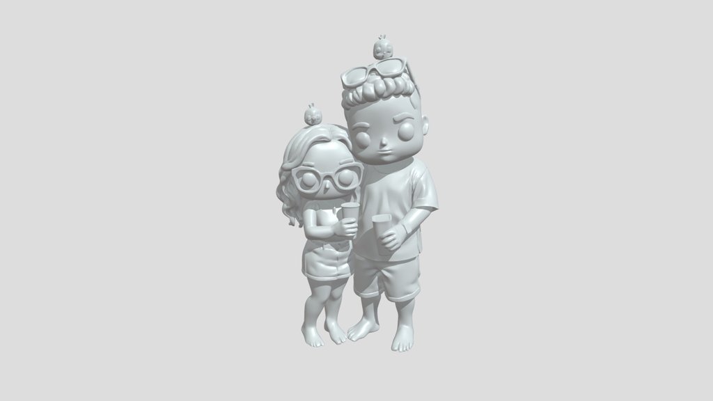 Two custom Funko pop figures at beach