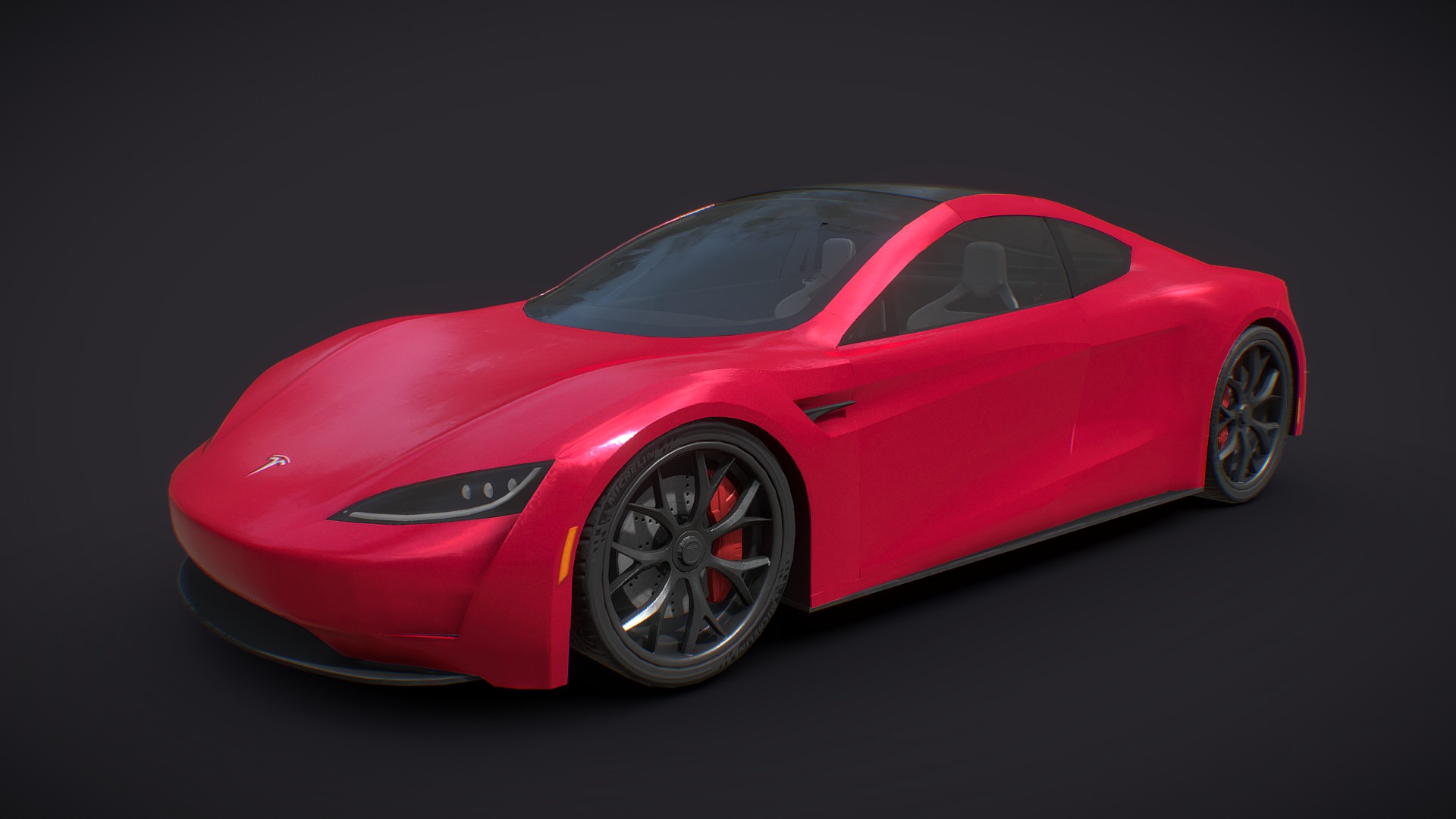 3D model Tesla Roadster 2020 - This is a 3D model of the Tesla Roadster 2020. The 3D model is about a red sports car.