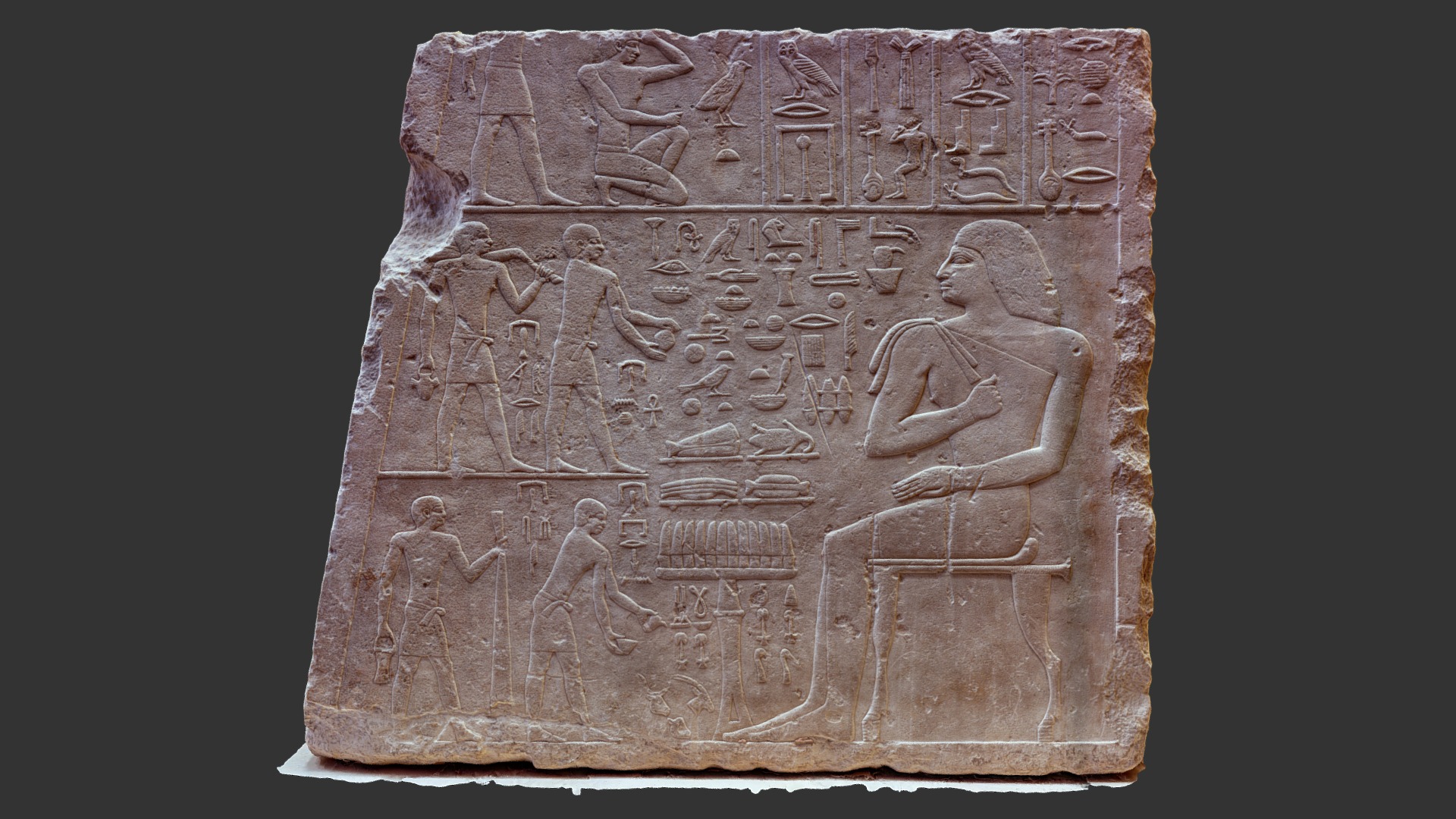 3D model Ancient Egyptian slab steles, objects at Louvre - This is a 3D model of the Ancient Egyptian slab steles, objects at Louvre. The 3D model is about a close-up of a stone tablet.