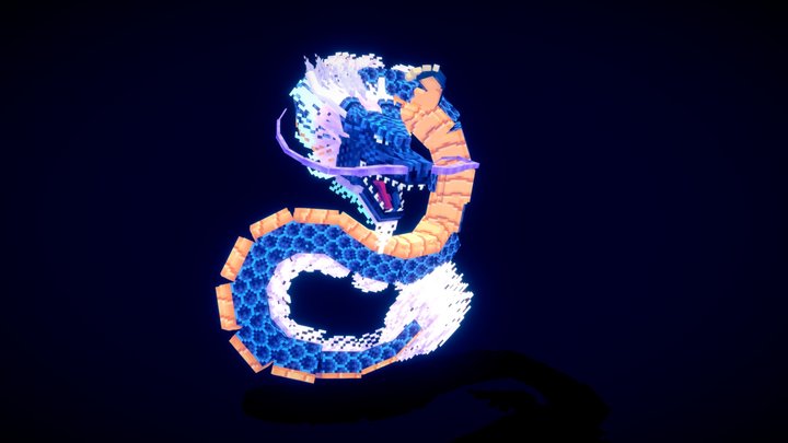 Japanese Blue Dragon 3D Model