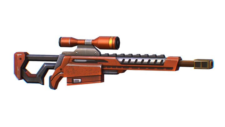 LowPoly Cartoon Sci-Fi Sniper Rifle Future 3D Model