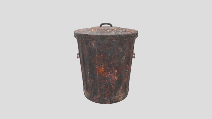 Rusted Old Trash Can 3D Model