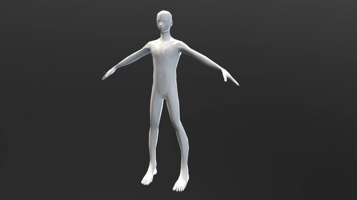 Low Poly Male Base - Slender 3D Model