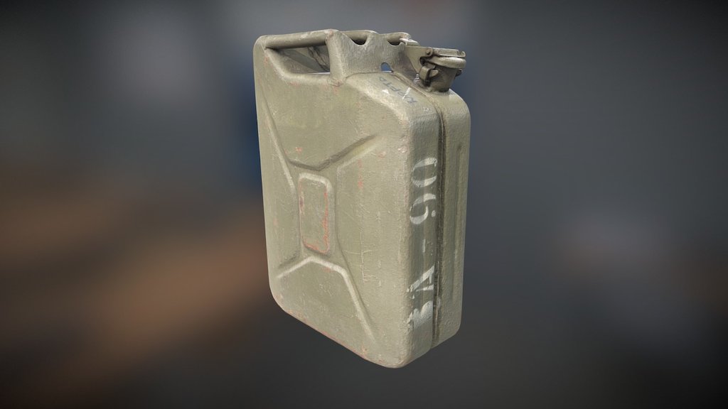 Old green metal canister for diesel