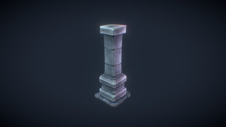 Low Poly Hand Painted Dungeon Stone Pillar – Free 3D Model STL