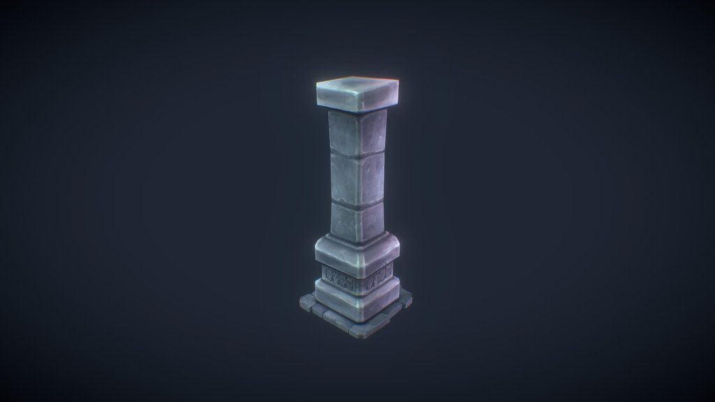 Low Poly Hand Painted Dungeon Stone Pillar — low-poly environment 3D model by BitGem
