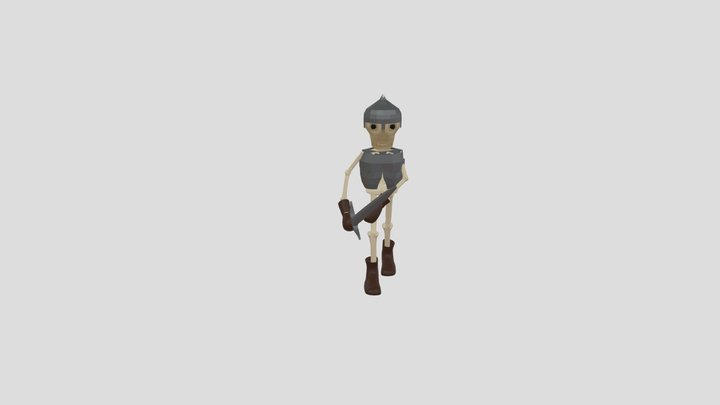 Skeleton Armored Swordsman Animated 3D Model