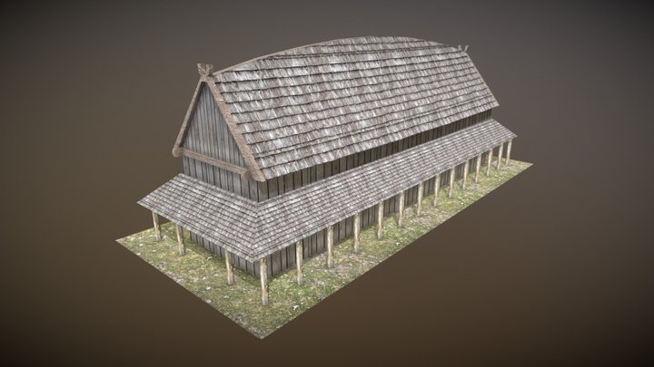 Low-Poly Viking Longhouse (Texturized) 3D Model