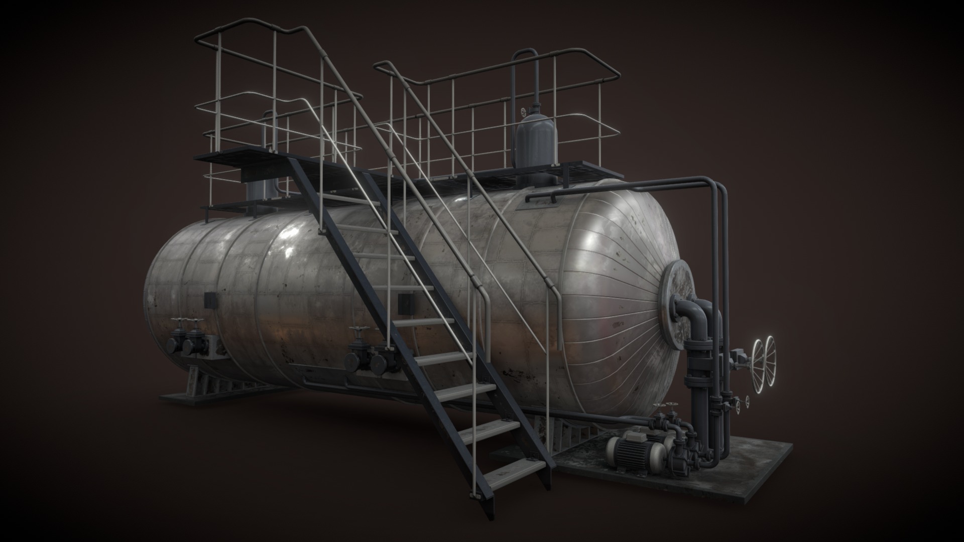 3D model Oil, Gaz, water separator - This is a 3D model of the Oil, Gaz, water separator. The 3D model is about a large metal machine.