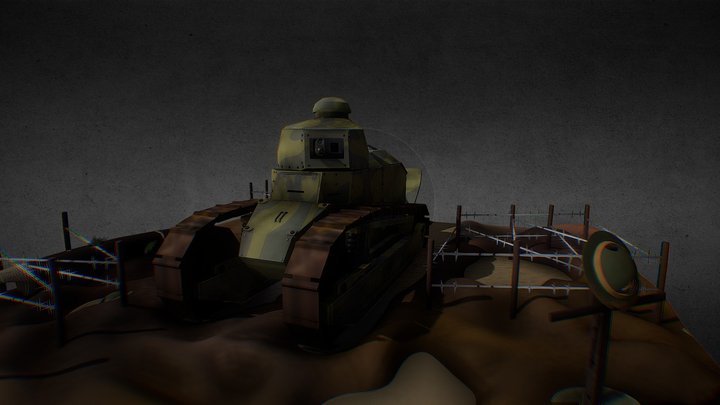 Renault FT Light Tank Scene 3D Model
