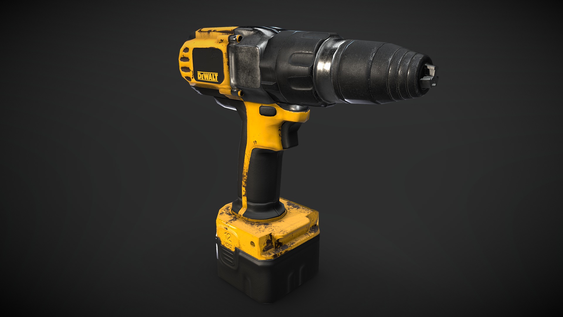 3D model DeWalt Drill - This is a 3D model of the DeWalt Drill. The 3D model is about a yellow and black drill.
