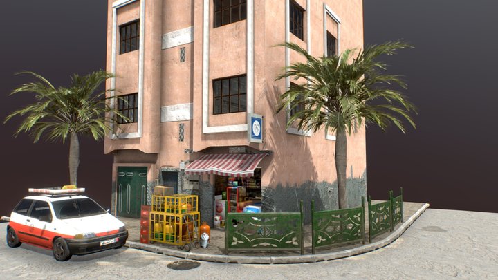 (Laayoune) Moroccan City Dusty Street Scene 3D Model