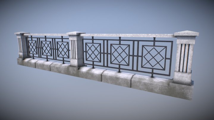 Concrete Fence 3D Model