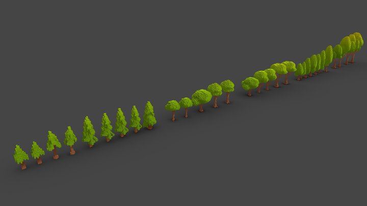 KubiGonic Tree Pack │Voxel 3D Art 3D Model