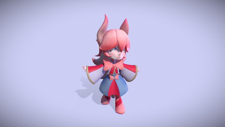 Pink dragon chibi character 3D Model