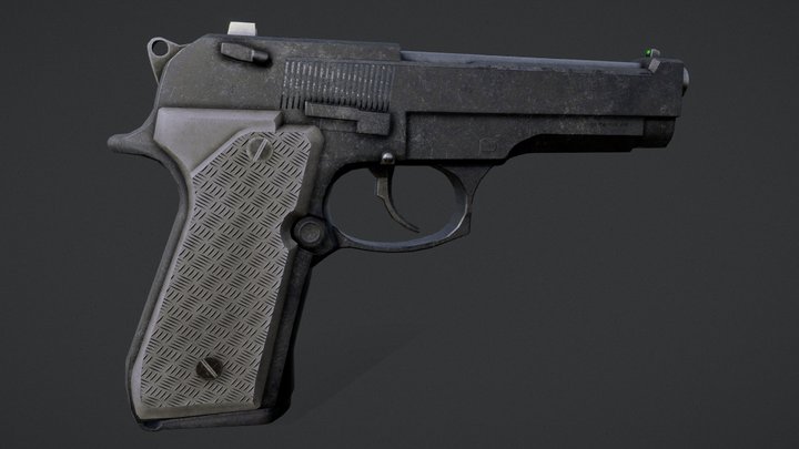 M9 Beretta Pistol, Low poly, Substance Blender 3D Model