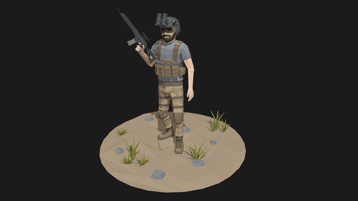 Low Poly Soldier 3D Model
