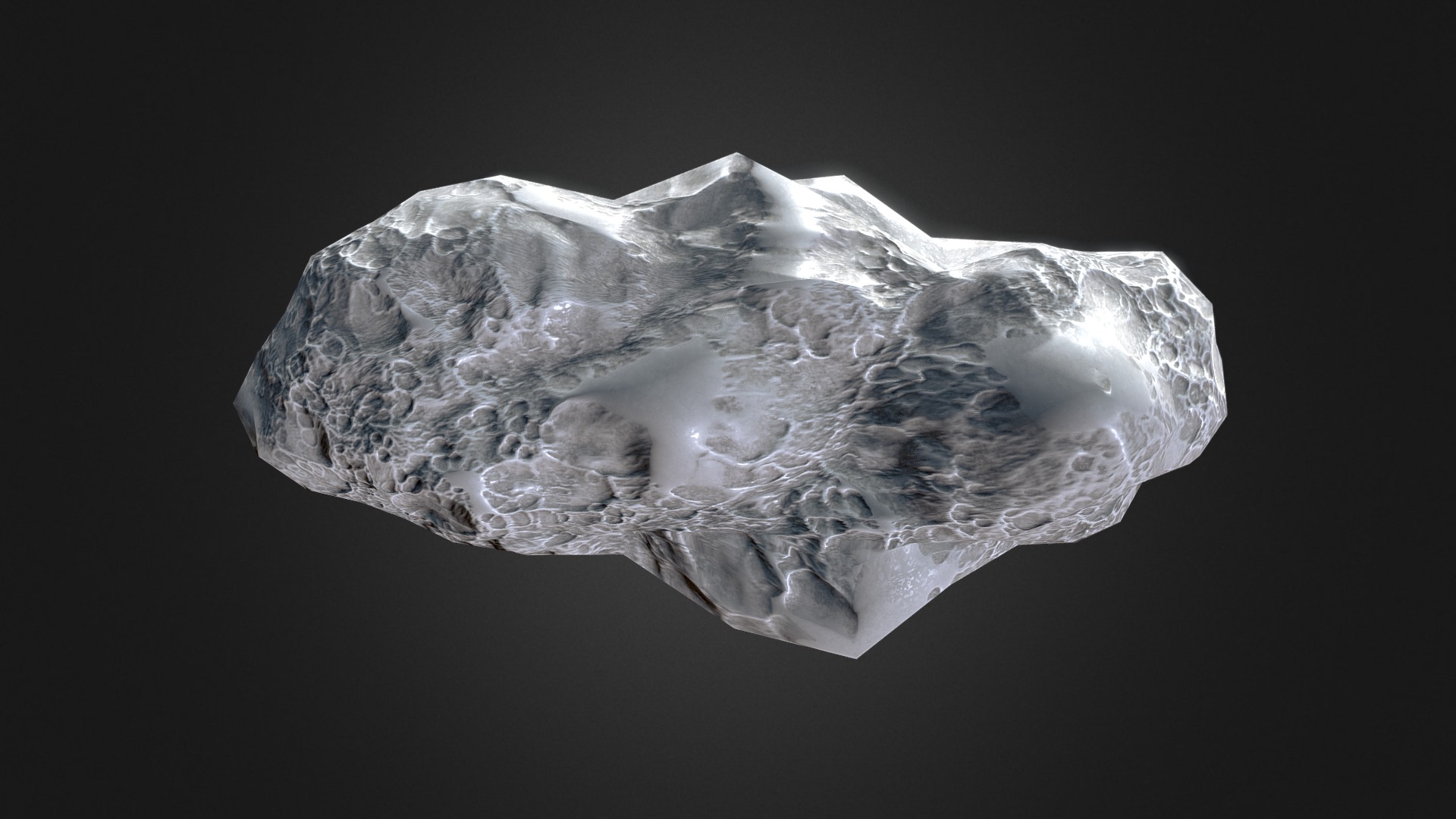 3D model Asteroid Long PBR low poly - This is a 3D model of the Asteroid Long PBR low poly. The 3D model is about a crystal rock with a dark background.