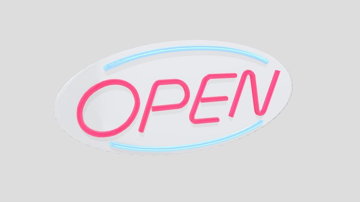 CC0 - Neon Sign Open 3D Model