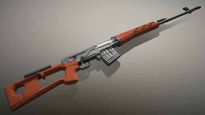 Low-Poly Dragunov SVD – Modello 3D gratuito STL