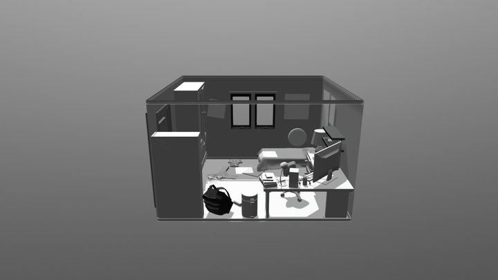 Greybox Bedroom Draft 3D Model