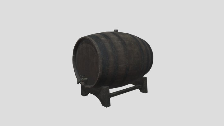 Old Wine Barrel 3D Model